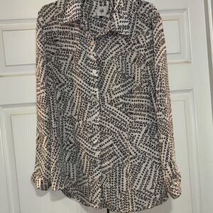 CAbi Black and White Patterned Blouse